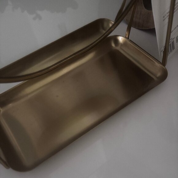 Gold Tone Vanity Flip Mirror with Tray, Swivel, 3X Magnification, Rectangular - Picture 4 of 9